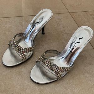 Nina silver heels with embellishments